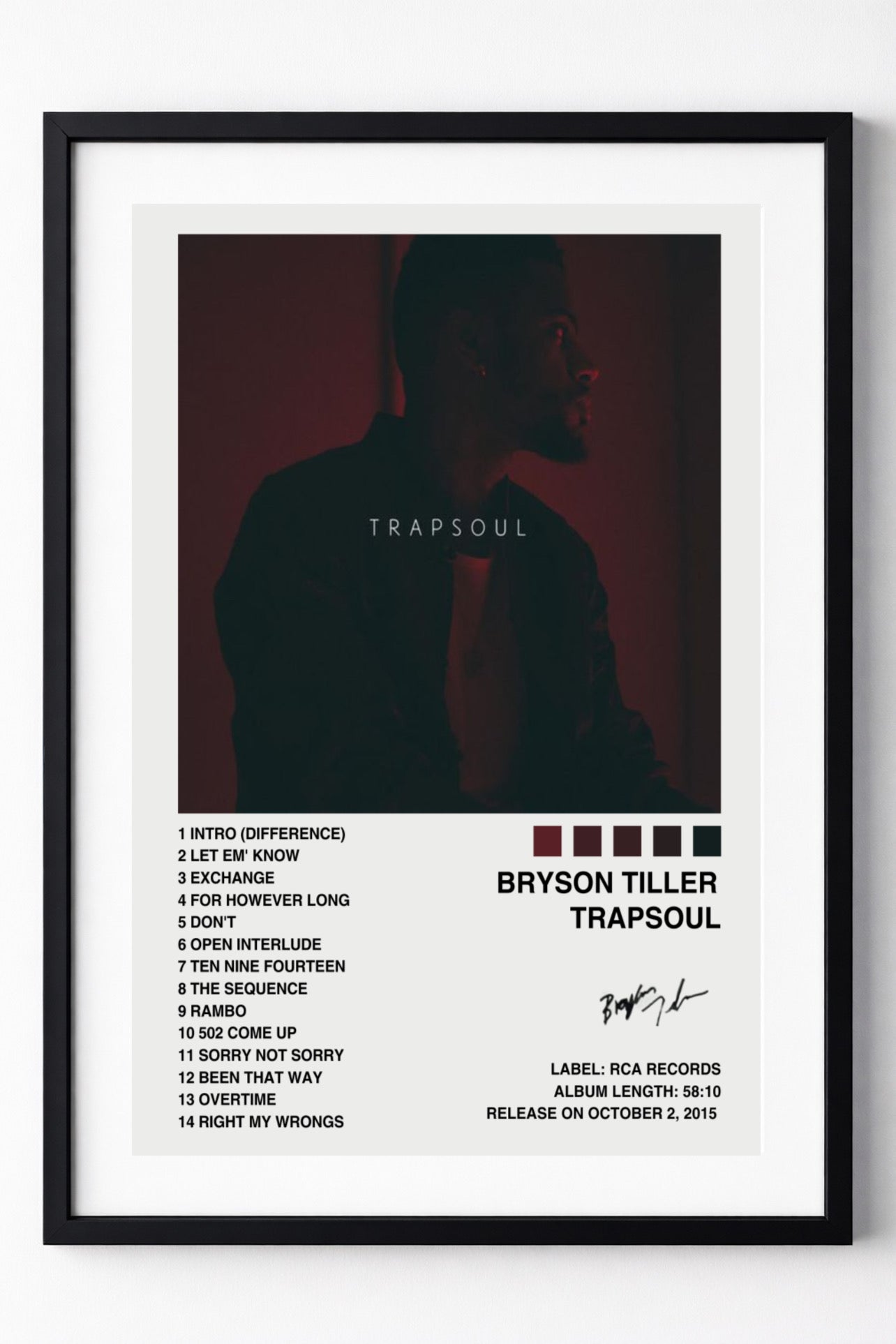 Bryson Tiller - TRAPSOUL | Album Cover Poster