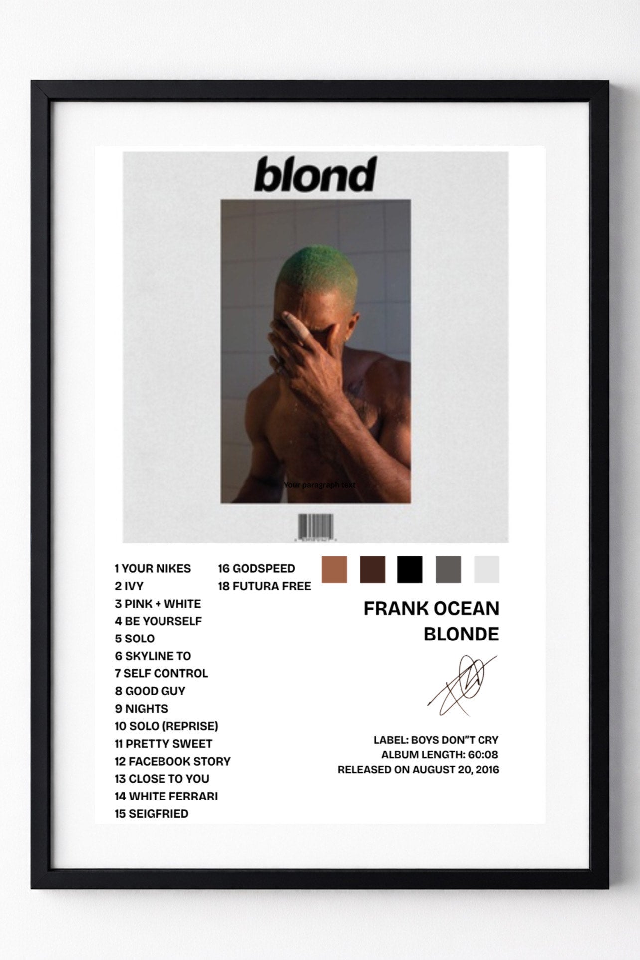 Frank Ocean - Blonde | Album Cover Poster