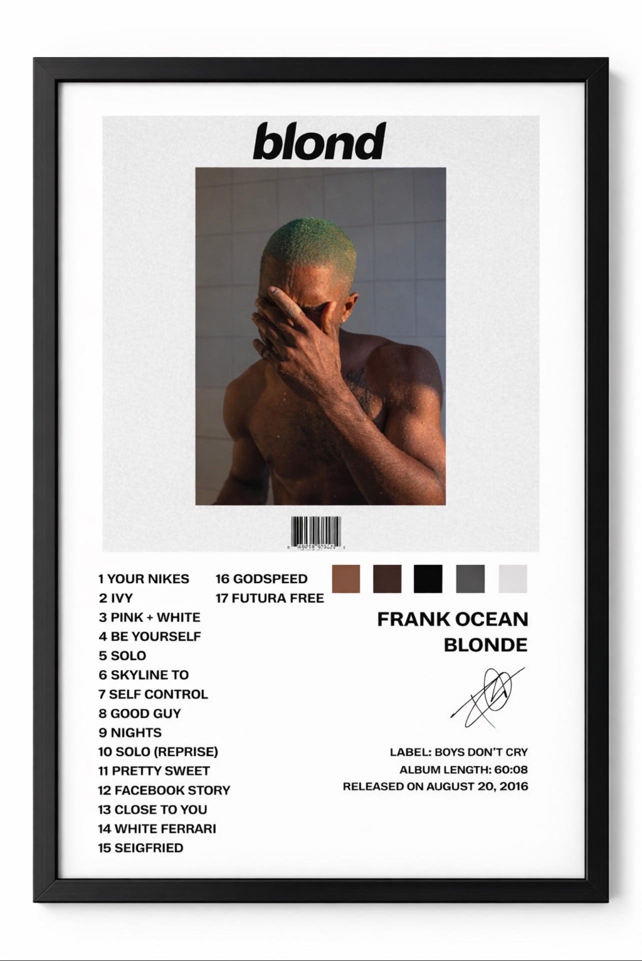 Frank Ocean - Blonde | Album Cover Poster A3